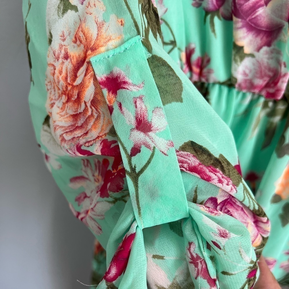 Pink Blush Multicolor Floral 3/4 Sleeve Fit Flare Pullover Dress Size S Vacation - Picture 4 of 8